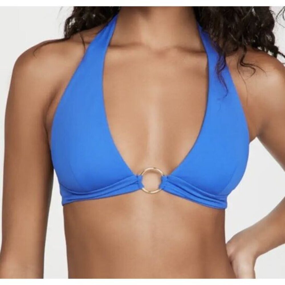 Joues de Sable XS Women Nicole Ring V-neck Halter Bikini Top Blue